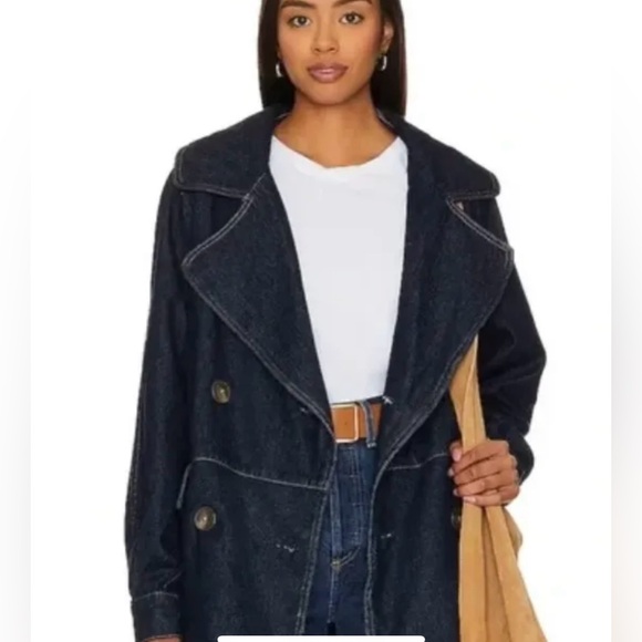 NWOT Free people denim car coat - Picture 3 of 10